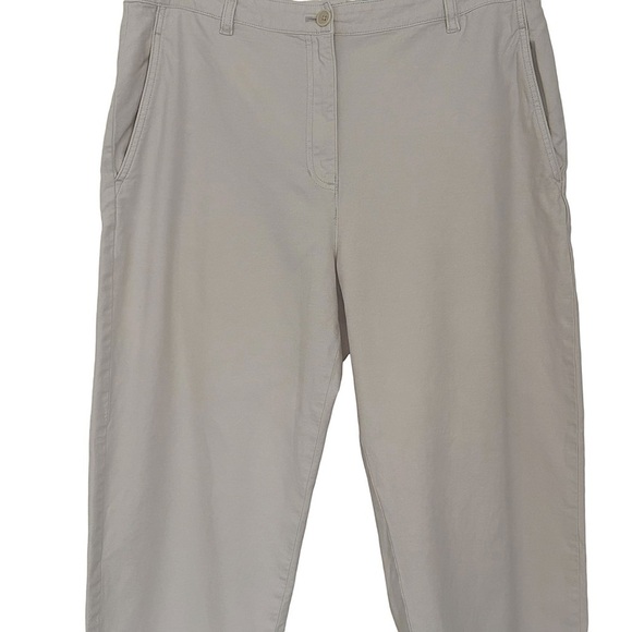 EILEEN FISHER OFF WHITE COTTON CANVAS CROPPED PANT SIZE 12 - Picture 3 of 11